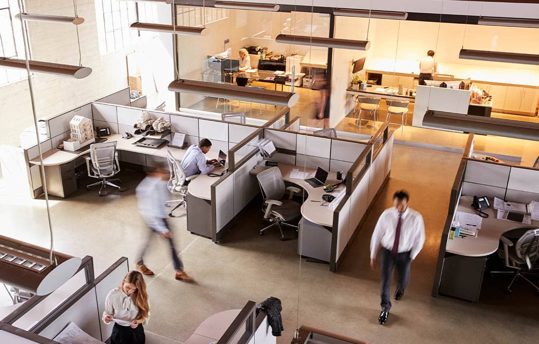 Aerial view of office.