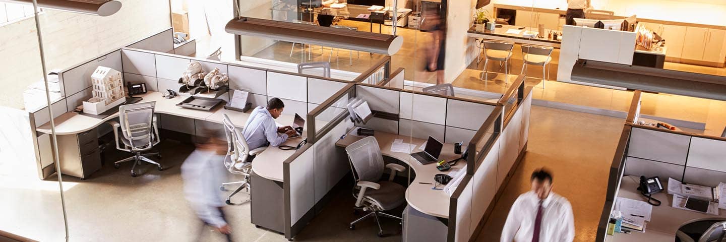 Aerial view of office.