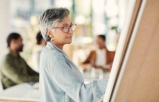 Senior citizen at a senior living community.