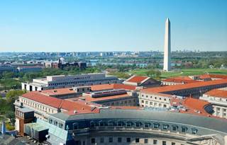 Aerial view of a city.