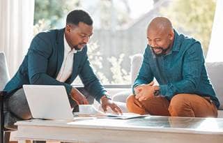 Financial advisor talking to a client.
