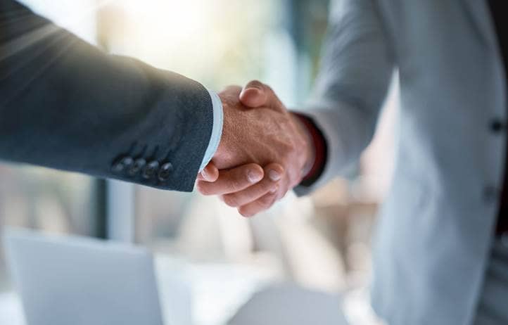 Shaking hands.