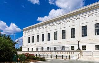 Facade of government building.