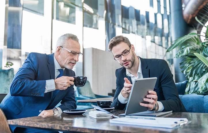 Financial advisor talking to their client about their digital legacy.
