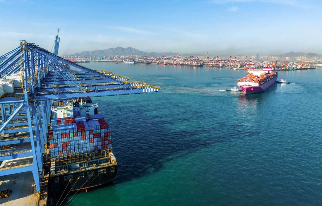 View of a shipping harbor