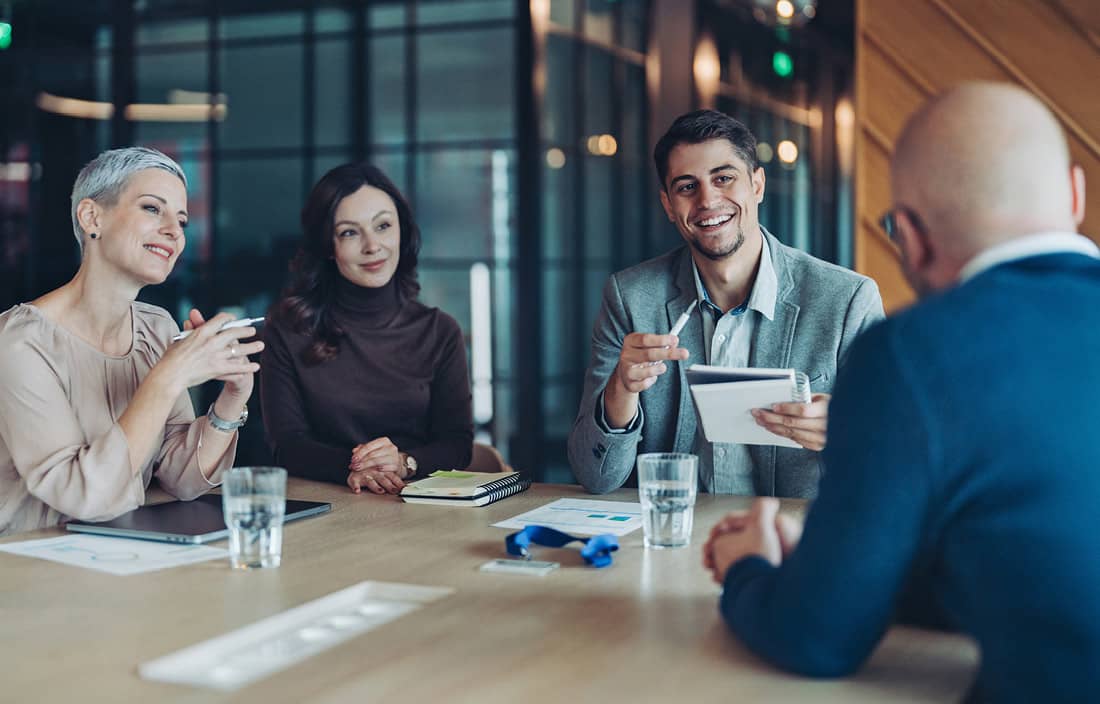Business professionals in a meeting.