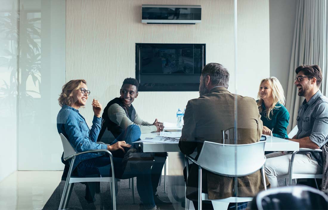 Image of business people talking during meeting