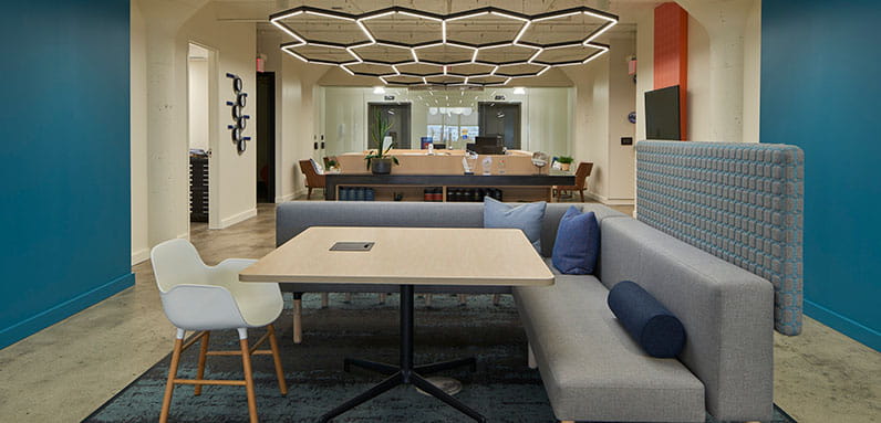Photo of Plante Moran Cincinnati office lounge area.