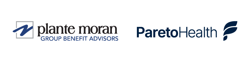 Plante Moran Group Benefit Advisors and Pareto Health logo lockup.