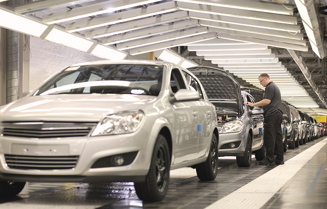 Cars in assembly line