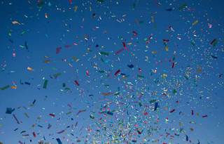 Confetti flying in the air