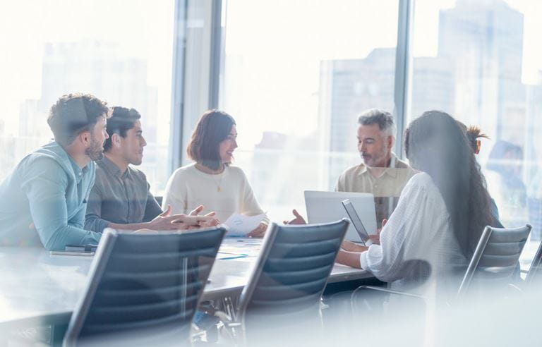 Business professionals in a meeting.