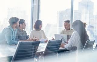 Business professionals in a meeting.