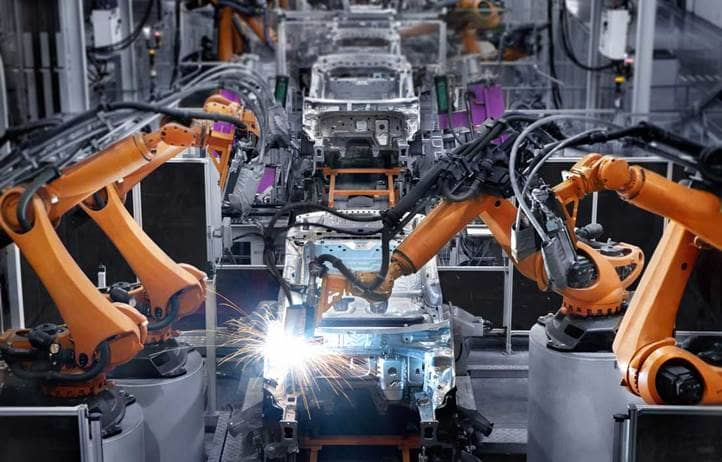 Assembly line in automotive factory.