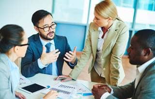 Business professionals in a meeting.