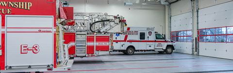 Commerce Township Fire Department truck bay area.