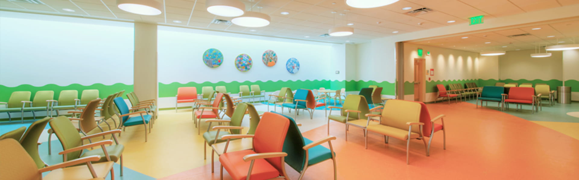 Waiting area of DMC Children's Hospital of Michigan.