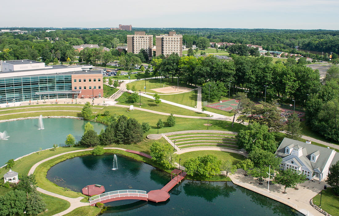 Eastern Michigan University Campus as seen from the sky