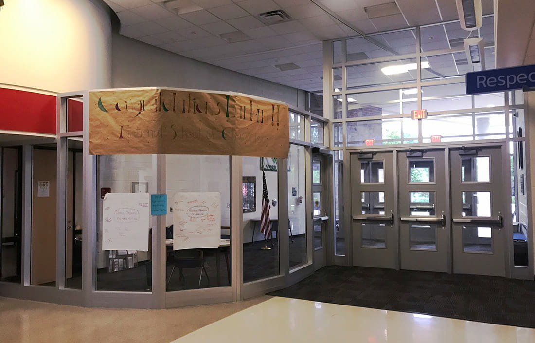 Photo of Birmingham Public Schools MI Secure Interior Entrance, a major project during the 2015 Bond Program with owner's representative Plante Moran Cresa