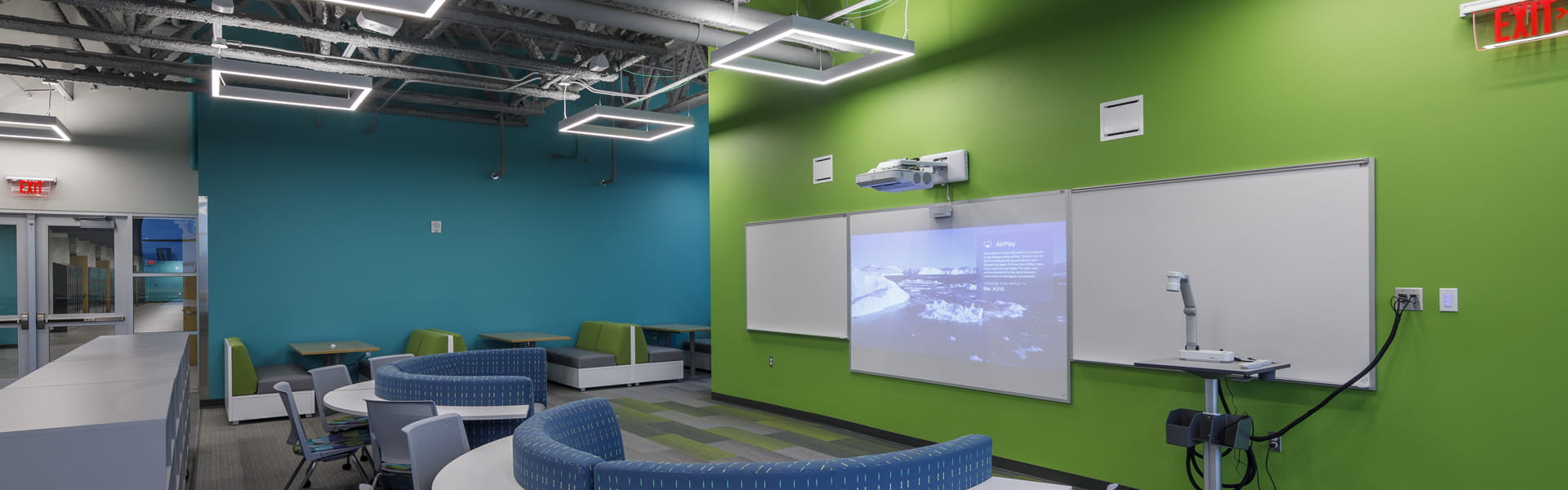 View of Southwest Middle High whiteboards.