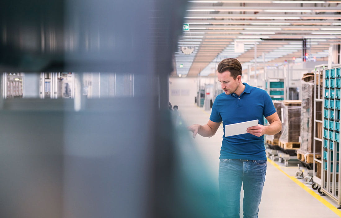 Man in a distribution center