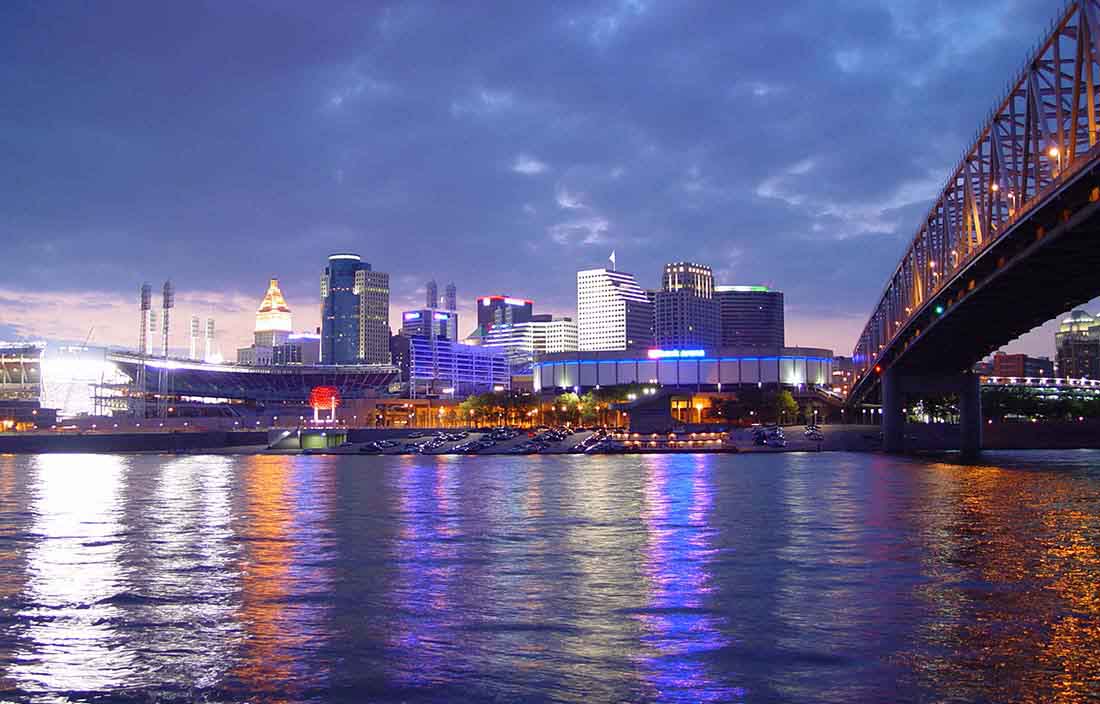 Image of city skyline and bridge to depict our continued engagement with Hamilton County