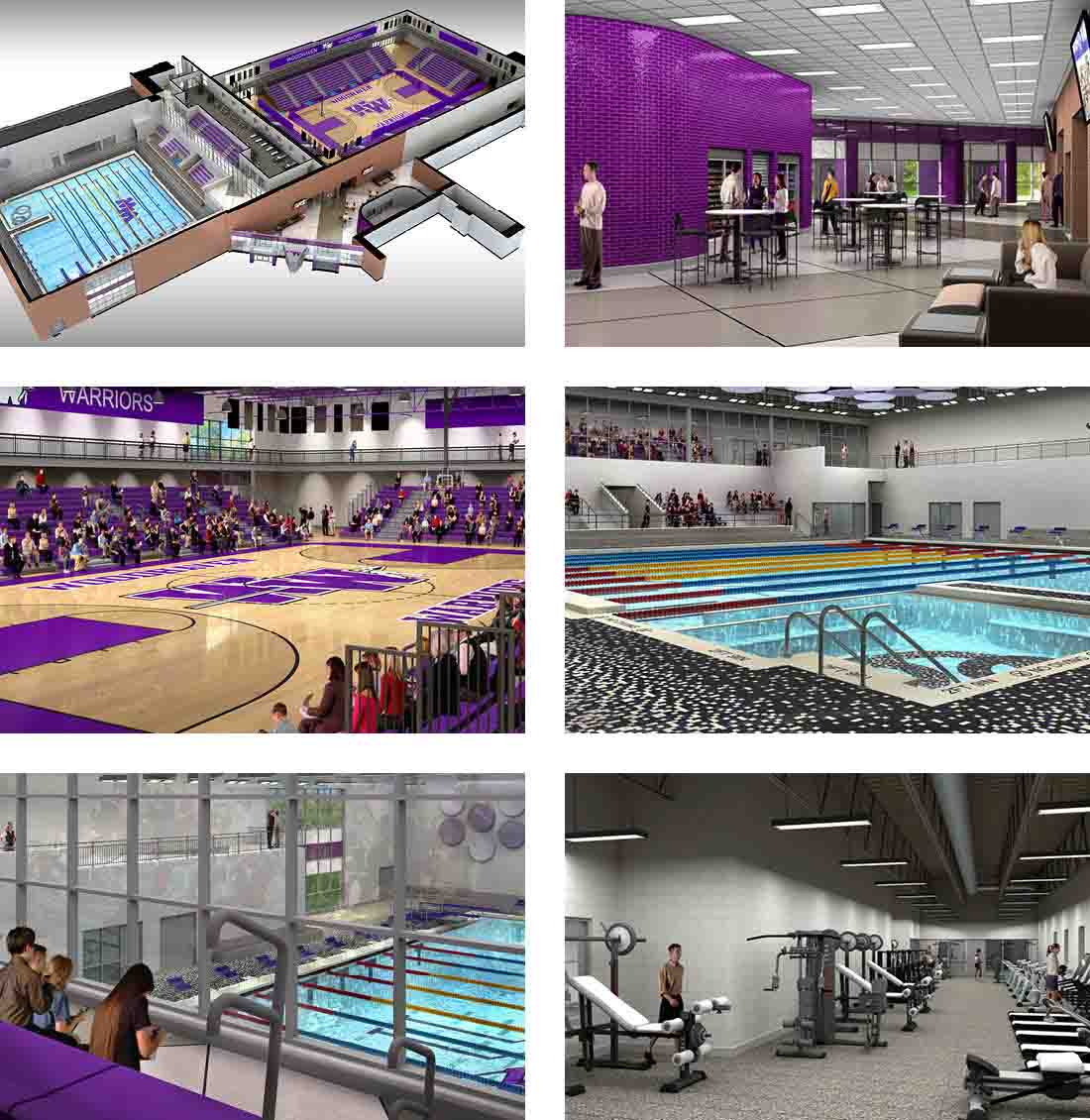 Woodhaven High School, part of Woodhaven-Brownstown School District, renderings for athletic center and pool