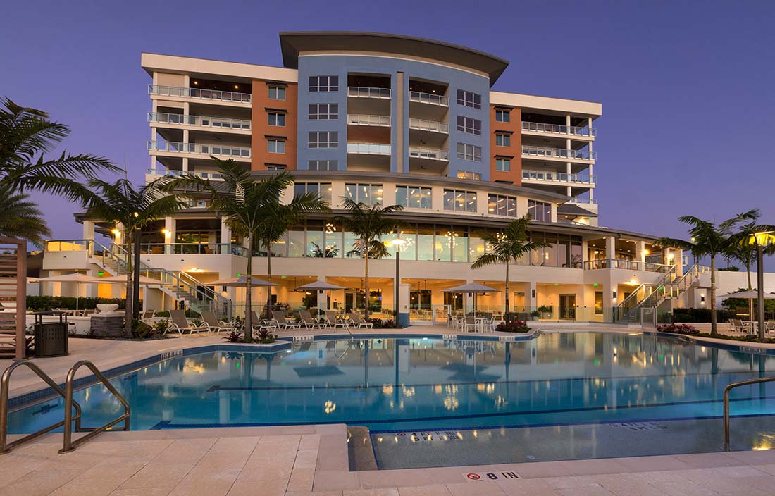 Moorings Park Grande Lake Clubhouse Exterior and Pool, Naples, Florida