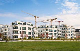 Senior living facility building under construction for repositioning and COVID-19 adjustments