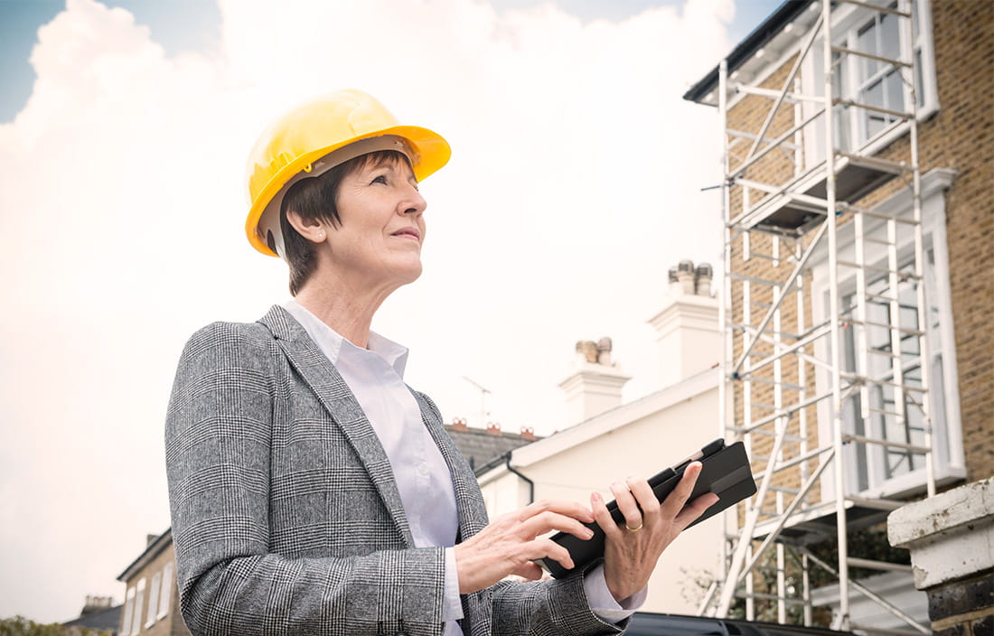 Woman in hardhat