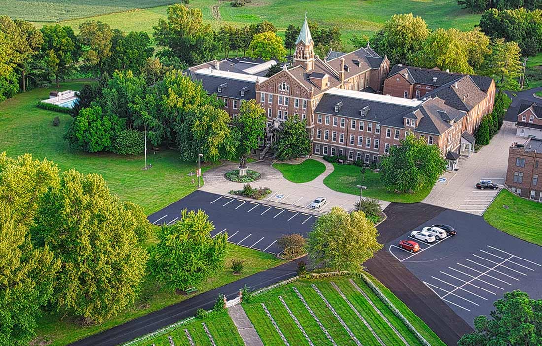 Adorers of the Blood of Christ Ruma Motherhouse drone shot of the property