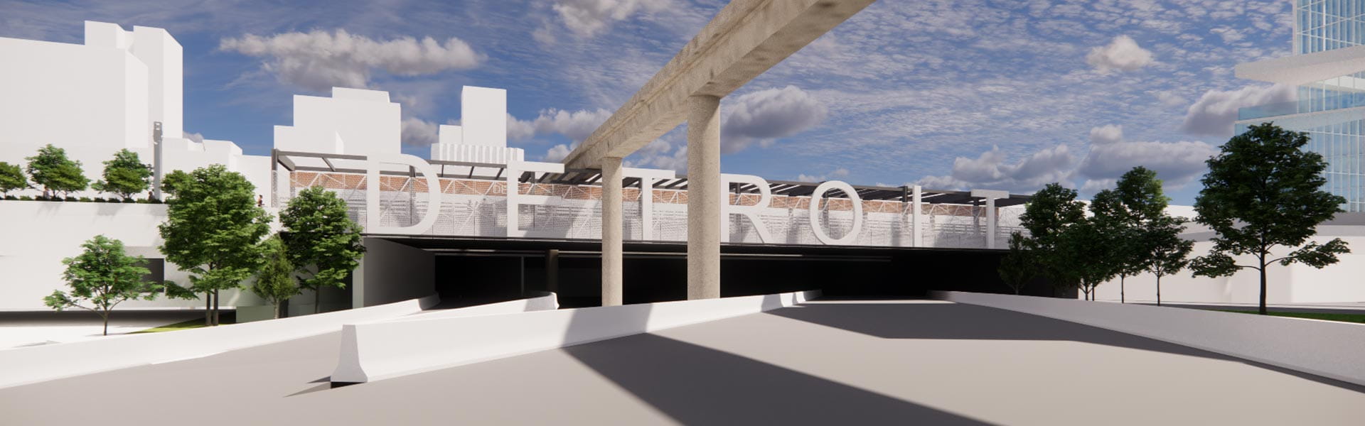 Rendering of DRCFA Huntington Place building sign.