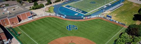 Aerial of athletic fields at Grosse Pointe Public School System in Michigan, USA