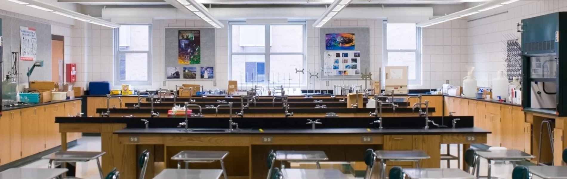 Interior of school building at Grosse Pointe Public School System in Michigan, USA