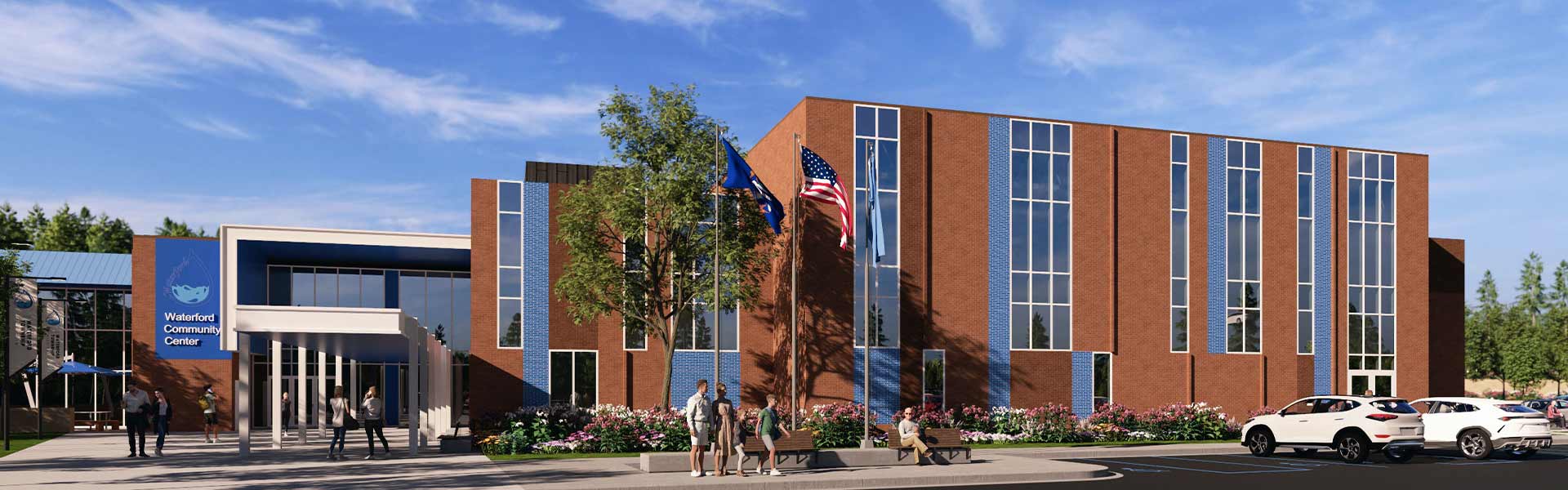 Digital rendering of the future Waterford Township community center.