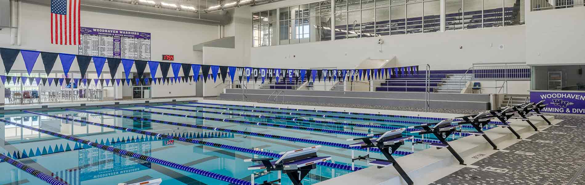 Woodhaven Brownstown Schools HS pool, school building construction for 2021 Bond Program