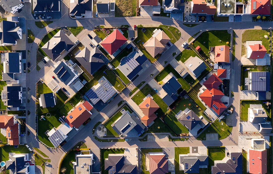 Photo of a neighborhood from above