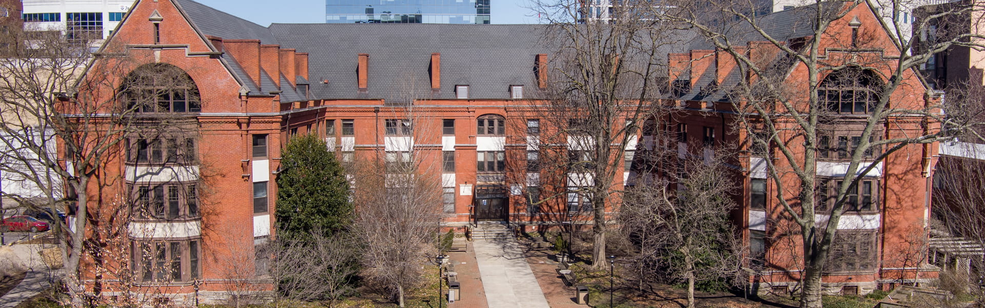 Front facade of The Ralston Center's 133-year historic building in the center of the University of Pennsylvania