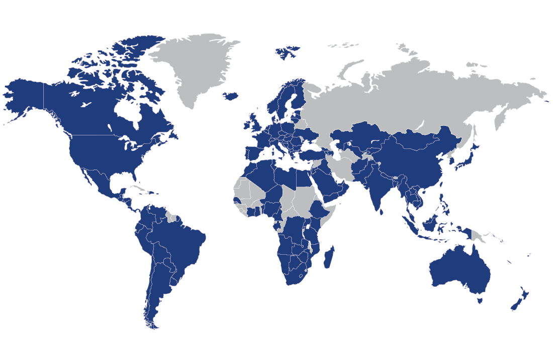 Infographic showing all of the countries Plante Moran operates in.