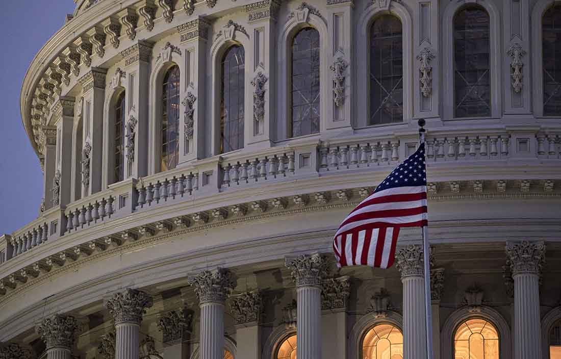 Federal building with American flag