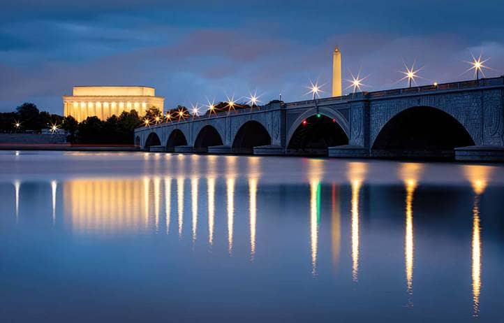 Photo of Washington D.C. overlooking the White House and Washington Monument.