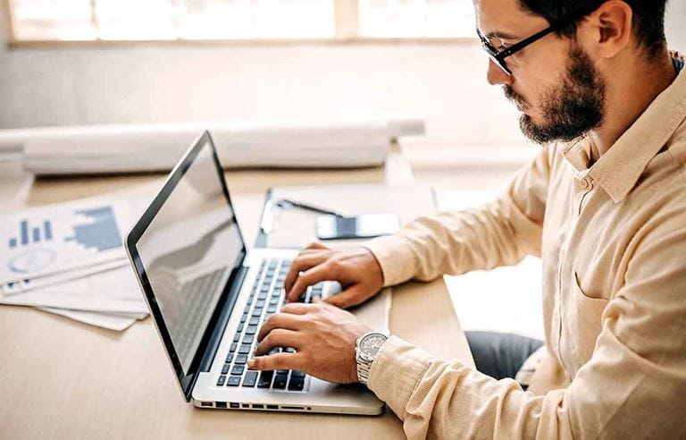 Man looking at computer