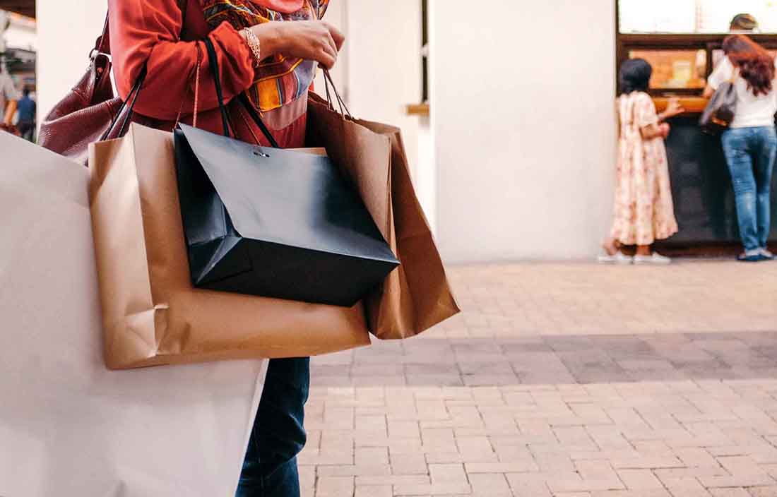 Holiday shopper carrying bags