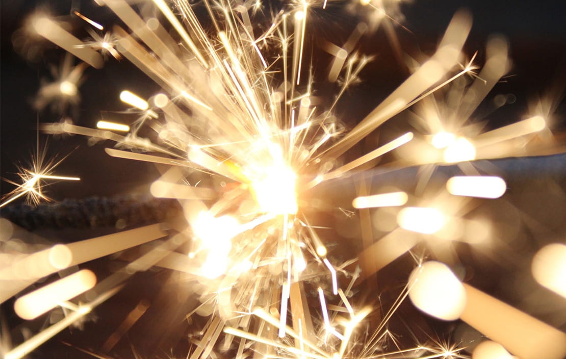 Image of a lit sparkler up close 